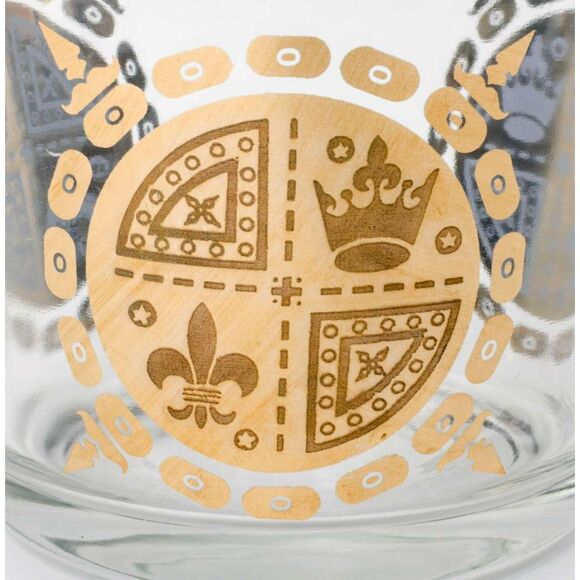 Vintage Gold Glass Ice Bucket Vito Bari Fleur de Lis Design Hollywood MCM Decor - Picture 2 of 6